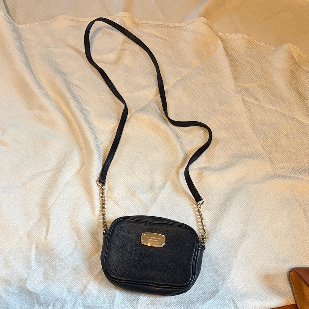 Michael Kors Black Crossbody Bag with Gold Accents